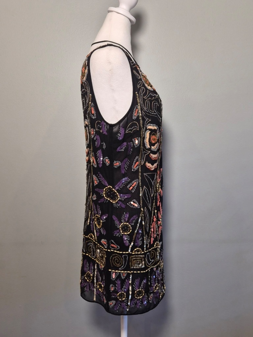 Free People Beaded Sequin Whimsy Hippie Coastal Fairycore Indie Boho Shift Dress - Picture 7 of 13